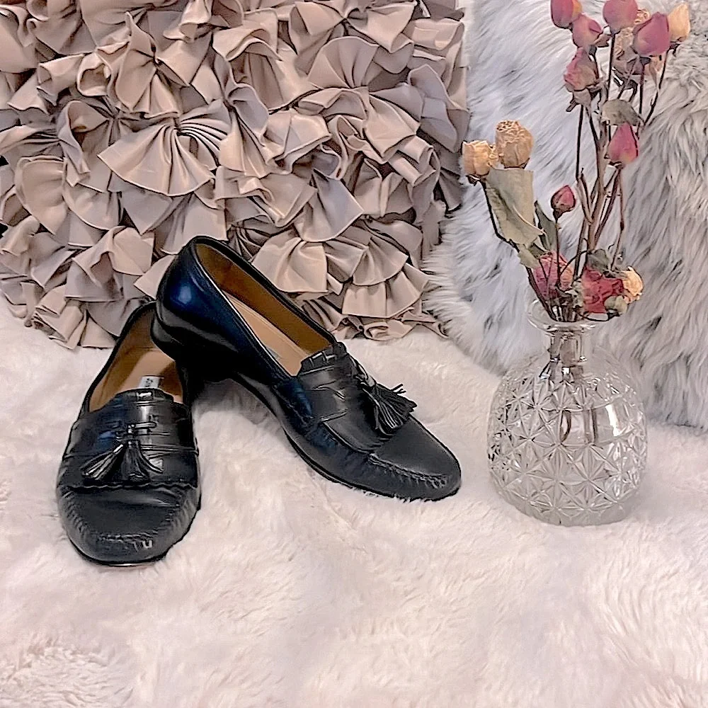 Johnston & Murphy Men’s Black Leather Loafer Slip On Tassel Dress Shoes  Sz 9